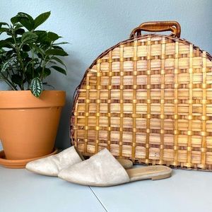 J. Adams Suede Beige Mule Flats (Size 7)